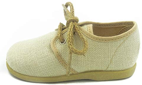 PULIDINES - Blucher para niño de Cordones con un Tejido de Lino Bebé niño Talla: 24 Color: Hielo