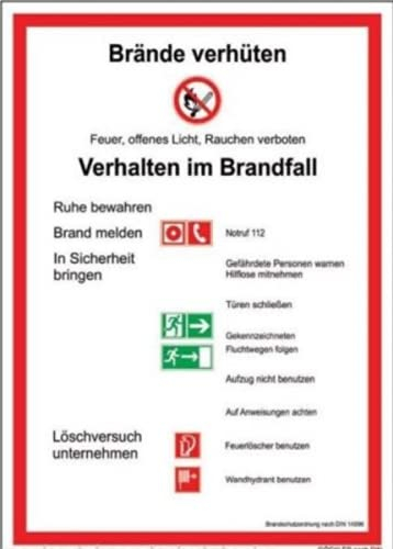 Brandschutzordnung Teil A Schild Kunststoffplatte DIN 14096