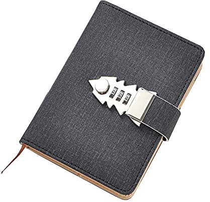 Small Notebook with Lock,Password Lock Journal PU-Leather Cover Travel Diary Portable A7 Mini Notepad,Lined Secret Diary Dairy Planner Organizer