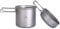 iBasingo 500ml+1500ml Camping Topf & Pfannen Set Titan Kochgeschirr Set mit Klappgriff Outdoor Leichte Kochutensilien Wandern Tragbare Schüssel Tasse Küchenutensilien Reise Picknick Geschirr Ti2051C