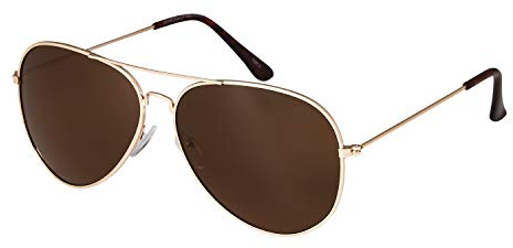 Ultra - Kids Sunglasses UV400 Protection - Pilot Style Children's Sunglasses for Boys and Girls Ages 9-16- Lightweight Retro Metal Frame - Gold with Brown Lenses