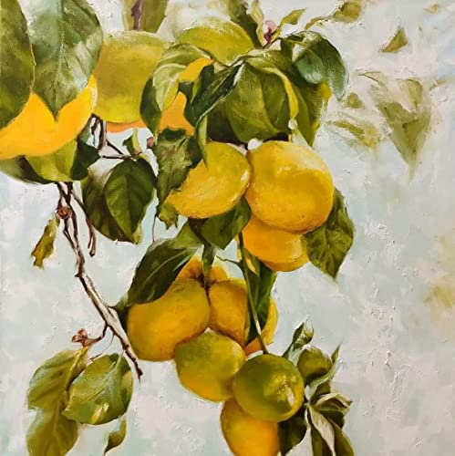 Kits de peinture à l'huile par numéro Fruits citron pour adultes et enfants, débutants Peinture créative de Home House Deco 30x40cm Pas de cadre