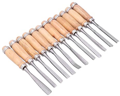 Wood Groove Parting Tools, Portable 12Pcs Professional HSS Modeling Wood Turning Chisel Set for Carpenter for Lathe for Hardwood for Grinder