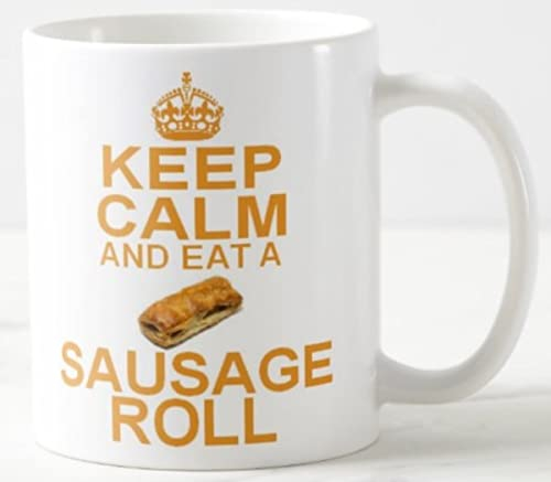 CPS DEZIGNZ Keep Calm and EAT A Sausage ROLL ≈ Mug savoury Snack greggs Rolls - Carry On Style Mugs Christmas Birthday Secret Santa Gifts