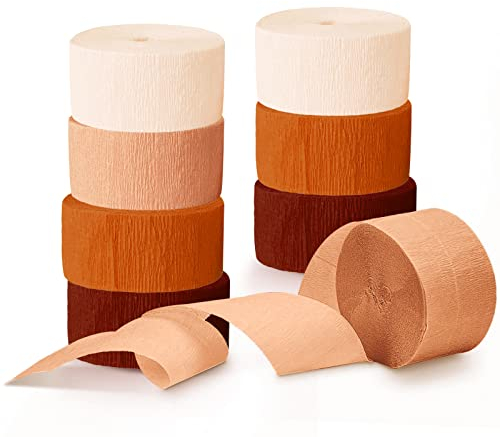 NICROHOME Party Deko, 8 Rollen Rostorange Krepppapier Luftschlangen für Hochzeit, Festival, Geburtstag, Abschlussfeier, Baby, Brautdusche, Retro Party