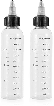 driew Applicator Bottles for Hair, 4oz Hair Squeeze Bottle Twist-On Top Tip Cap with Ratio Graduated Scale Color Applicator Bottle Hair Dye Bottle Pack of 2