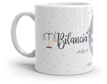 Paolo Chiari Zodiaco - Tazza in Ceramica Bianca con Segno Zodiacale e Costellazione (Multicolore, 300 ml, Bilancia)