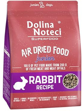 Dolina Noteci Hochwertiges Luftgetrocknetes Superfood Hundefutter, 1kg (Kaninchen)