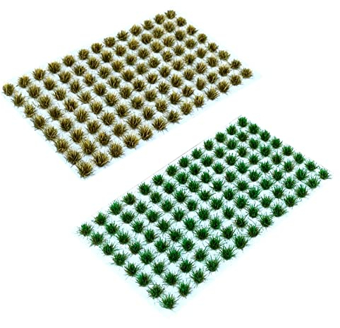 208 Stück Statische Grasfasern Grasbüschel Miniatursträucher Grass Tuft Static Grass Tuft Selbstklebende Statische Grasbüschel Woodland Tuft für Miniatur Tabletop Spiele Modelleisenbahn Geländebau
