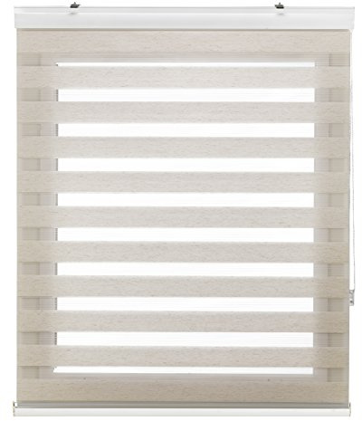 Decorblind | Rollo für Nacht und Tag mit Galerie, Wand- oder Deckenmontage, Maße: Breite 120 x Länge 180 cm, Maße Stoff: 117 x 175 cm, Ecru, Fensterrollo