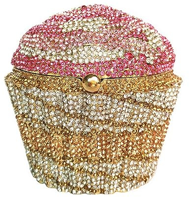 MOISTRI Damen Schulterhandtaschen Kristall Cupcake Geldbörse Abendtasche Luxus Geldbörsen und Handtaschen Cupcake Plüsch Geldbörse Rosa