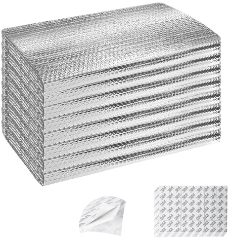 Kit d'isolation thermique pour porte de garage - Lot de 8 panneaux d'isolation thermique à double bulle - 6 mm x 121,9 cm - Feuille d'aluminium réfléchissante pour été/hiver avec 120 rubans adhésifs