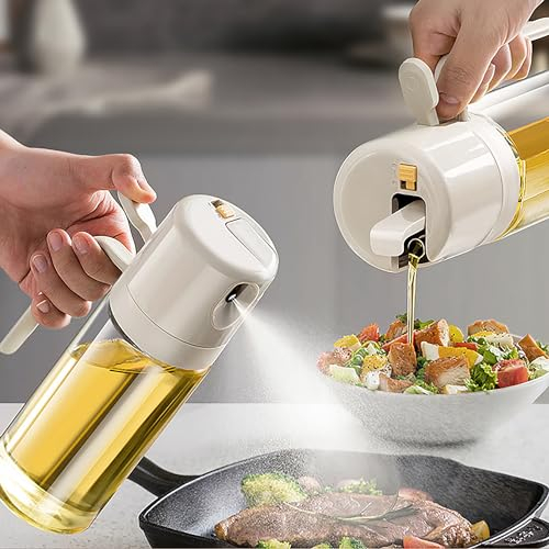 AFGSsm Spruzzatore olio, Spruzzino nebulizzatore, Nebulizzatore per Olio, 550ml Vetro Spruzzare/discaricare doppio uso per cucina, cucina, insalata, barbecue