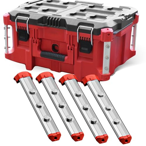 Alpha Rails – Alpha Engineered Gewindestangen, kompatibel mit Milwaukee-Packout, großer Werkzeugkoffer (195 mm), Silber