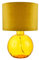 Contemporary Designer Light Ochre Ribbed Glass Round Table Lamp with Mustard Velvet Fabric Drum Shade | 1 x E27 60w Maximum | 42cm Height by Happy Homewares