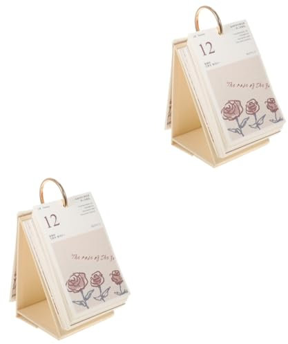 Tofficu 2st Vintage Tischkalender Jährlicher Tischkalender Klappkalender 2023 Schreibtischspule Notizblock Schreibtischkalender Jahresplaner Vertikal Kleiner Tischkalender Büro Papier