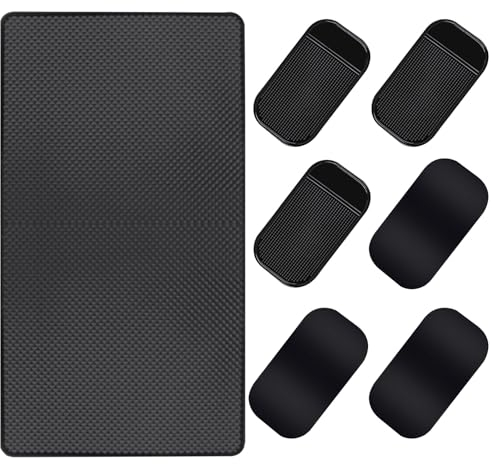 6 Stück 14 x 8cm Handy Antirutschmatte Auto Armaturenbrett Matten mit 1 Stück 27 x 15cm Non-Slip Matte Anti-Rutsch Pad Handyhalterung Silikon Klebrige Pad für Auto Dekorationen Sonnenbrille