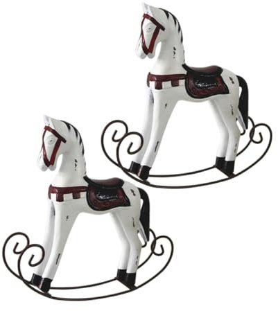 ibasenice 2st Vintage Wohnkultur Schaukelpferd Ornament Pferdespielzeug Für Mädchen Schaukelpferd Desktop-schaukelpferd Vintage Pferdefigur Büro Bambus Weiß Mattu Schreibtisch