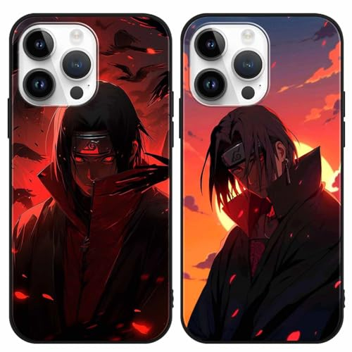 PBNDJVG 2 Stück Handyhülle für iPhone 11 Pro Hülle 5.8 Zoll Anime Uchiha Itachi Sasuke Manga Muster Design Junge Case All Inklusiv Linsen Schutzhülle TPU Silikon Weich Ultra Dünn Cover, 07