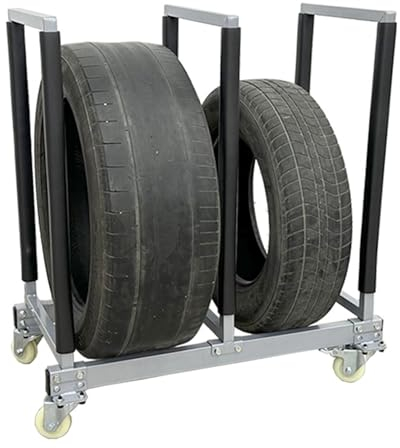 Reifenregal Reifenständer Felgenbaum Reifenbaum 2-stufig Veranstalterhalter mit Bremsrädern, Handy, Mobiltelefon Metall Lagerregal für Felgennaben für Country Farm Carport, Garage Autos Ersatzräder St