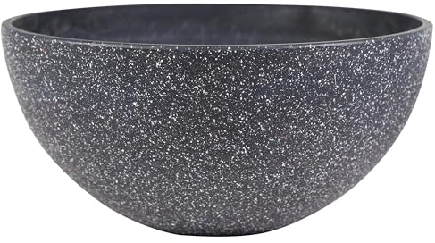 Pflanzschale Nova 25 cm Durchmesser in Terrazzo-Schwarz – Nachhaltige Gartendeko aus recyceltem Kunststoff und Steinmehl, Ökologisches Design für Außenbereiche