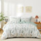 Freyamy Housse de Couette 220x240 Blanc Vert Feuilles Floral Parure de lit 2 Personne en Microfibre avec Fermeture Éclair Réversible Sets de Housse Couette avec 2 Taie d'oreiller 65 x 65 Filles Femmes