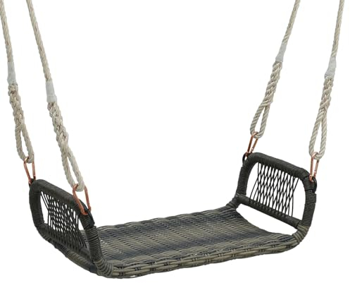GYMAX Hängestuhl aus Rattan, Schaukelsitz mit Hängeseilen, Hängesessel bis 180 kg belastbar, Garten Hängesitz für Terrasse, Balkon & Hinterhof
