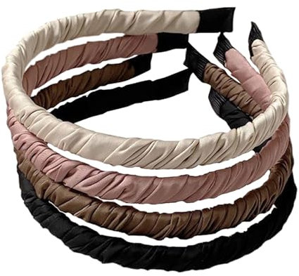 Bandeaux pour femmes Bandeau en tissu sans glissement Bandeaux pour femmes adultes Boho à large nœud Turban Cerceaux élastiques pour cheveux Accessoires de mode pour femmes et filles 4Pcs