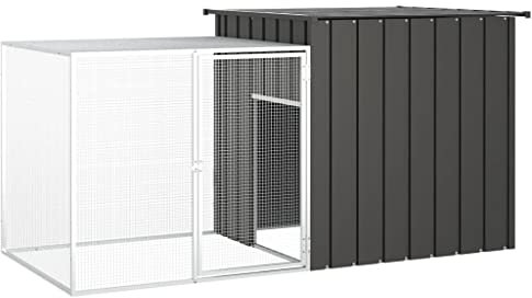 Homgoday Hühnerkäfig Anthrazit 200x91x100cm Stahl verzinkt Hühnerstall und Auslauf Hühnerstall Geflügelauslauf Käfig für Hühner Enten Kaninchen Hundestall Geflügelkäfig Tiere & Tierbedarf