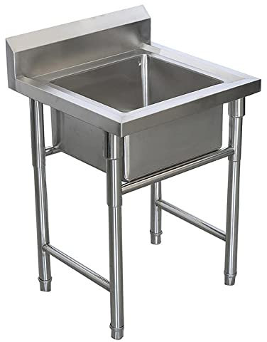 Fregadero de cocina de acero inoxidable con grifo giratorio de 360°, fregadero de cocina comercial de 1 compartimento para restaurante, cocina, lavandería, garaje