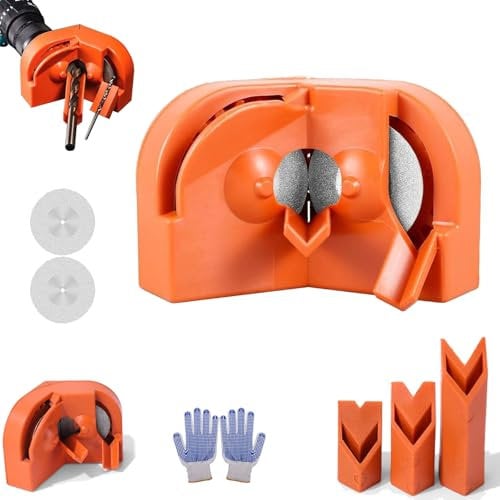 Buehaodget Drill Bit Sharpener, Multipurpose Drill Bit Grinding Sharpener, Drill Press Sharpening System, Drill Bit Sharpener for All Bits, for 2-16mm Drill Sharpener (Orange)
