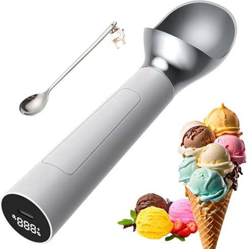 Cuchara de Helado con calefacción automática, Cuchara de Helado eléctrica Recargable con Pantalla Inteligente, Capacidad de 2 onzas, Cuchara de Helado termostática con calefacción