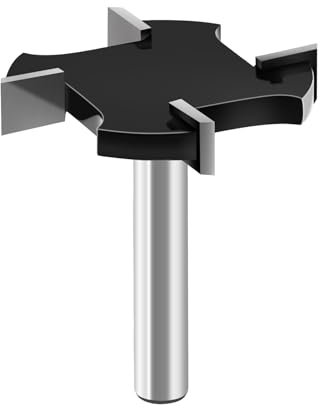 BGTEC CNC Spoilboard Surfacing Router Bits - Slab Flattening Router Bit 6.35 MM Shank, 38 MM Cutting Diameter with Round Shank Carbide Tipped Wood Milling Cutter Woodworking Tools (4 Wings)