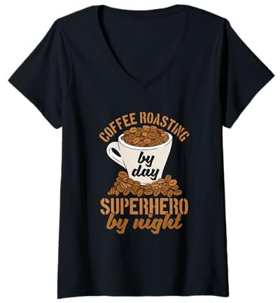Mujer Tostado - Producción Café Tostador De Cafe Camiseta Cuello V