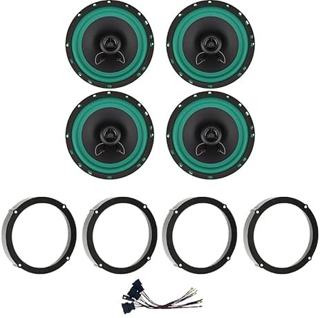 IPNOSIS Kit de 4 Altavoces Coche IP-01165 para VW Golf VI VII, VW New Beetle hasta 2010, VW Polo desde 2009 en adelante con 2 soportes delanteros, 2 soportes traseros y 4 conectores, Altavoz Coche