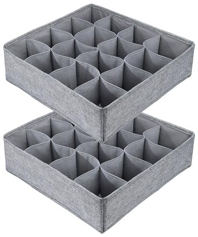 Organizador de Cajones y Separador, 2pcs Organizadores Cajón Divisores,Yute Cajas Plegable de Almacenamiento para Ropa Interior, Almacenar Calcetines, Bufandas, Sujetador, Armario de Dormitorio
