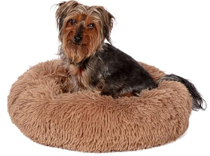 Danish Design Essentials Fluffy Donut Dog Bed, Beige Medium 50cm - Snug and Fluffy Soft Pet Bed, Machine Washable