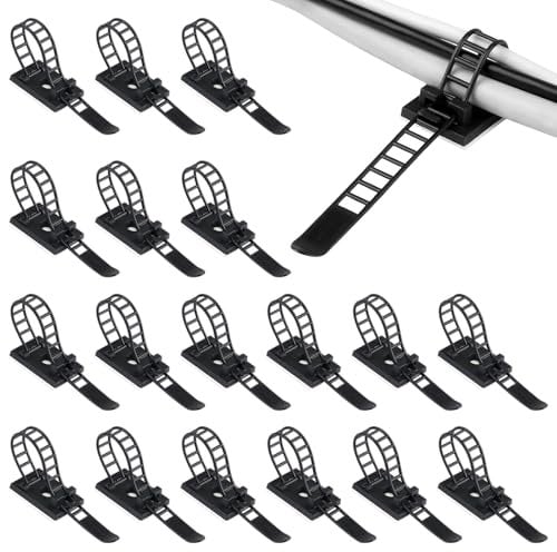 Verstellbare Selbstklebende Kabelclips, 50 Stück Kabelbinder Kabelklemme, Kabelhalter Kabelmanagement für Zuhause Büro Kabel, Computerkabel, TV-Kabel Kabelbefestigung (Schwarz)