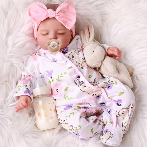 BABESIDE Poupée Reborn Fille - Bébé Reborn Réaliste 20 Pouce, Nouveau-né avec Corps Souple, Poupee Endormie avec Vêtements et Accessoires pour Enfants dès 3 Ans