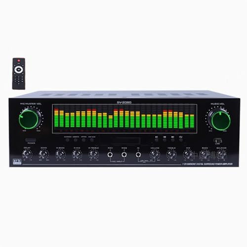 MiBoce 7 Channel Bluetooth Stereo Amplifier, High Power Professional Audio Digital Amplifier, with 12 Dynamic Spectrum, Fiber Coaxial, for Home Theater Speaker