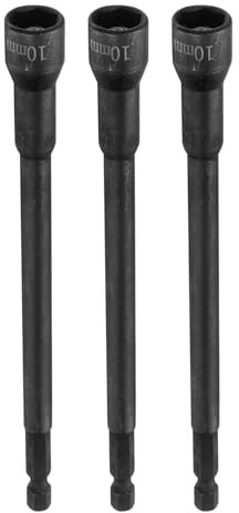 sourcing map 3pcs Hex Nut Driver Drill Bit 10mm Metric 6-Point Socket 1/4 Hex Shank Magnetic Setter CR-V Steel Bolt Sockets for Power Drills Impact Drivers, 5.91 (150mm) Long