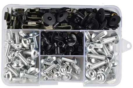 EDSXWUN Schraubensatz Motorrad Kompatibel Mit Für ABS Für 1000SX 195PCS Motorradverkleidung M5 M6 Schrauben Schraubensatz Mutternklammern Motorradschrauben Motorhauben(Silver)