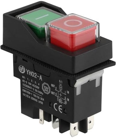 Cement Mixer Switch for Belle Minimix 240V IP55 Electric Rated On/Off Power Safety Switches Electromagnetic Push Button Waterproof Heavy Duty Machine for Machinery & Textile Equipment