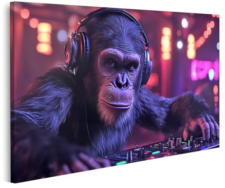 islandburner Bild auf Leinwand Affe DJ in der Diskothek Bilder Wandbilder Poster
