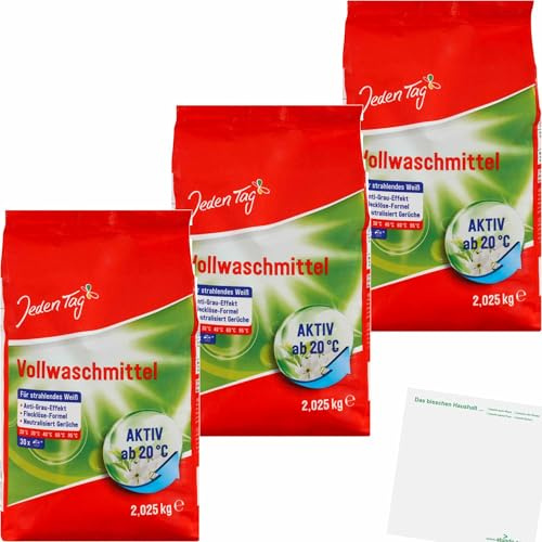 usy Bundle für Jeden Tag Vollwaschmittel Pulver 2,025kg 3er Pack (3x30WL Packung) + usy Block
