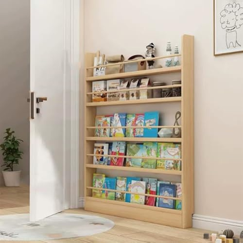 Offenes Lagerregal hinter der Tür Bücherregal hinter Türen Zeitschriftenregal Bodenbücherregale Präsentationsregale an der Wand ultradünnes aus Holz for Schlafzimmer und Wohnzimmer(50x10x163cm)