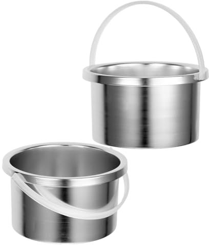 Veemoon 2pcs Aluminum Hard Wax Pot 500ml Wax Warmer Inner Pot Replacement Metal Melting Bowl for Hair Removal and Candle Making Suitable for Home and Salon Use