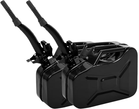 HOBBYZOO Lot de 2 Jerrican Bidon Essence 10L Métal avec Bec Verseur (Noir) | Réservoir Carburant Portable pour Essence, Diesel et Bioéthanol