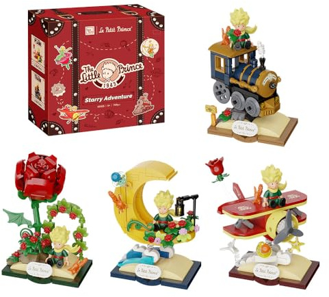 PANTASY Der Kleine Prinz Klemmbausteine Set für Erwachsene & Kinder, Sammlermodell mit Rose, Zug, Mond & Flugzeug, Kreatives DIY Baustein Spielzeug, Geschenkidee & Dekoration für Regal oder Büro