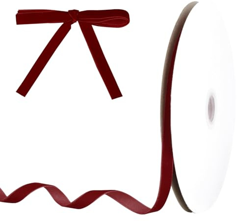 Samtband,1cm X 23m Geschenkband Weihnachten,Geschenkband,Schleifenband Weihnachten,Satinband,Samtband Dunkelrot,Burgundy Red Ribbon Für Geschenkverpackung Weihnachtsdeko
